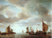 Jan van de Cappelle Ships on a Calm Sea near Land oil on canvas